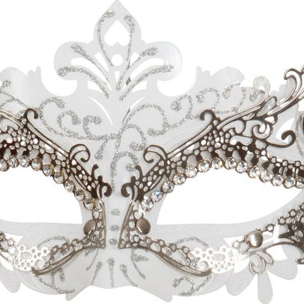 Metalen Masker – Wit - Zilver van Orlob koop je bij Partywinkel