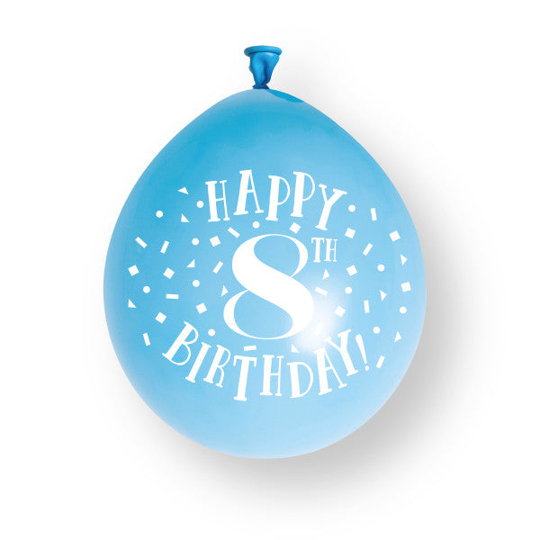 10 pezzi Palloncini in lattice "Happy 8th Birthday" da 23cm