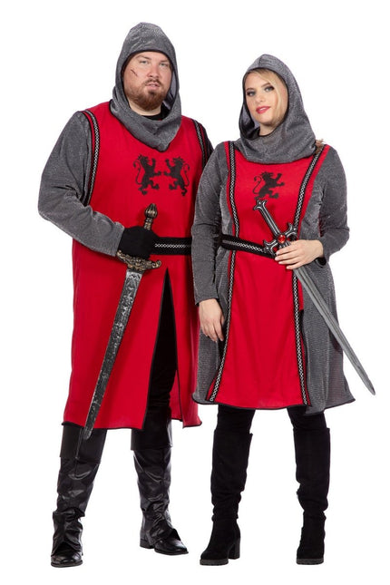 Middeleeuwse ridder jurk rood/grijs - Partywinkel - 8720059070398