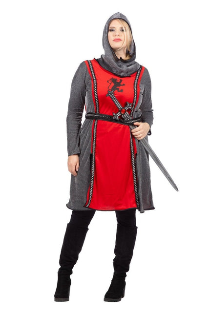 Middeleeuwse ridder jurk rood/grijs - Partywinkel - 8720059070398