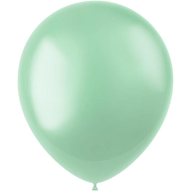 Mintgroene Ballonnen Metallic Minty Green 33cm 100st van Folat koop je bij Partywinkel
