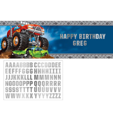 Monster Truck Banner Personaliseerbaar 1,5m van Creative Converting koop je bij Partywinkel