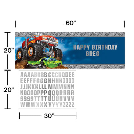 Monster Truck Banner Personaliseerbaar 1,5m van Creative Converting koop je bij Partywinkel