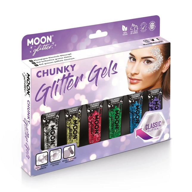 Moon Glitter Classic Chunky Glitter Gel Pink 12ml van Moon Creations koop je bij Partywinkel