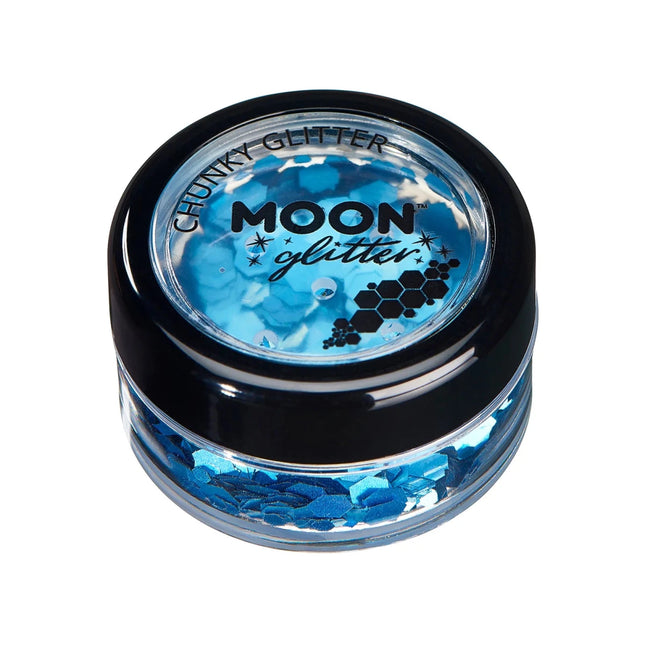 Moon Glitter Holographic Chunky Glitter Blue 3g van Moon Creations koop je bij Partywinkel
