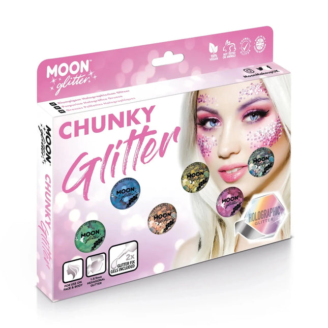 Moon Glitter Holographic Chunky Glitter Gold 3g van Moon Creations koop je bij Partywinkel