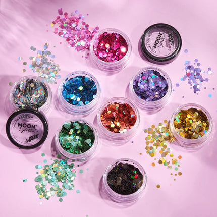Moon Glitter Holographic Chunky Glitter Pink 3g van Moon Creations koop je bij Partywinkel