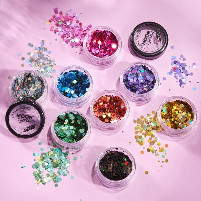 Moon Glitter Holographic Chunky Glitter Silver 3g van Moon Creations koop je bij Partywinkel