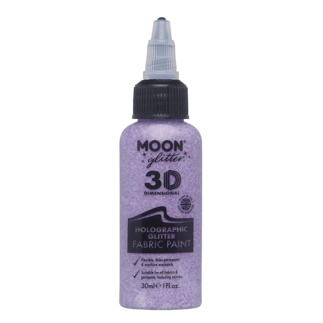 Moon Glitter Holographic Glitter Fabric Paint Purple 30ml van Moon Creations koop je bij Partywinkel