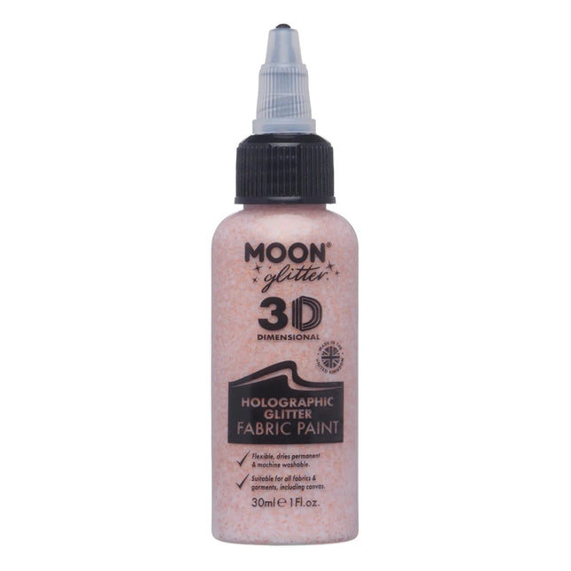 Moon Glitter Holographic Glitter Fabric Paint Rose Gold 30ml van Moon Creations koop je bij Partywinkel