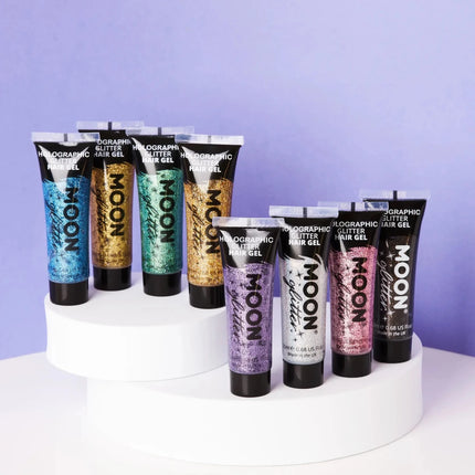 Moon Glitter Holographic Glitter Hair Gel Gold 20ml van Moon Creations koop je bij Partywinkel