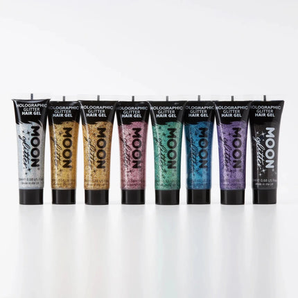 Moon Glitter Holographic Glitter Hair Gel Gold 20ml van Moon Creations koop je bij Partywinkel
