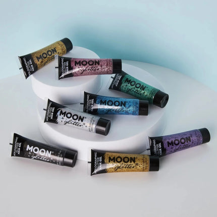 Moon Glitter Holographic Glitter Hair Gel Rose Gold 20ml van Moon Creations koop je bij Partywinkel