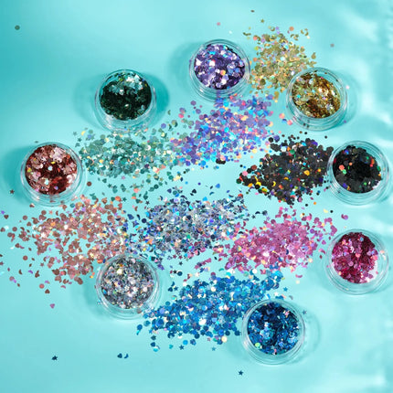Moon Glitter Holographic Glitter Shapes Silver 3g van Moon Creations koop je bij Partywinkel