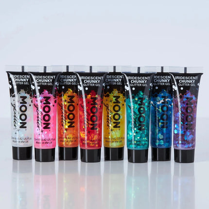 Moon Glitter Iridescent Chunky Glitter Gel Blue 12ml van Moon Creations koop je bij Partywinkel