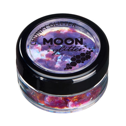 Moon Glitter Iridescent Chunky Glitter Purple 3g van Moon Creations koop je bij Partywinkel