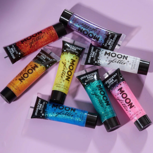 Moon Glitter Iridescent Fine Glitter Gel Blue 12ml van Moon Creations koop je bij Partywinkel