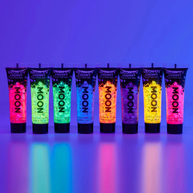 Moon Glow Neon UV Chunky Glitter Gel Blue 12ml van Moon Creations koop je bij Partywinkel
