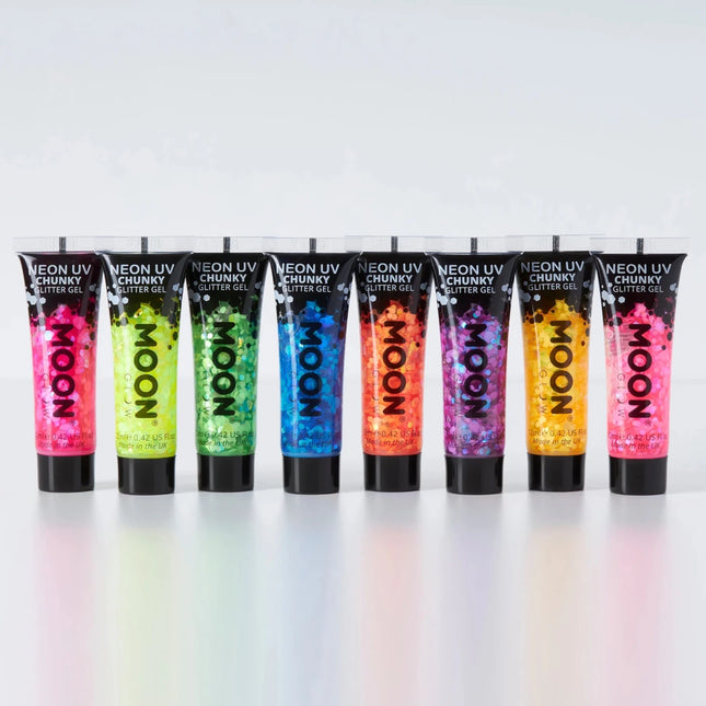 Moon Glow Neon UV Chunky Glitter Gel Blue 12ml van Moon Creations koop je bij Partywinkel