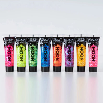 Moon Glow Neon UV Chunky Glitter Gel Magenta 12ml van Moon Creations koop je bij Partywinkel
