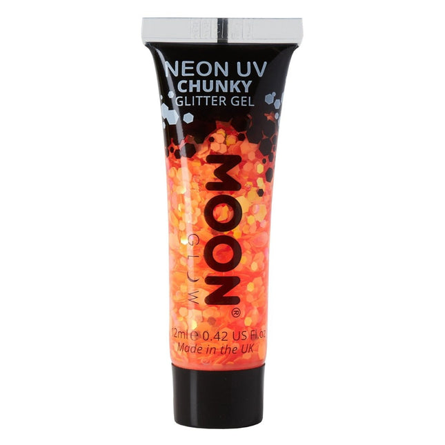 Moon Glow Neon UV Chunky Glitter Gel Orange 12ml van Moon Creations koop je bij Partywinkel