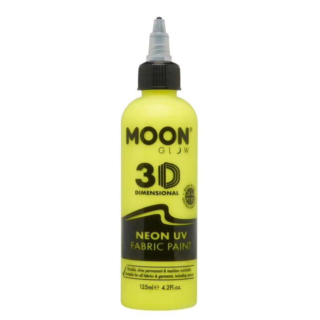 Moon Glow Neon UV Fabric Paint 125ml Intense Yellow 125ml van Moon Creations koop je bij Partywinkel
