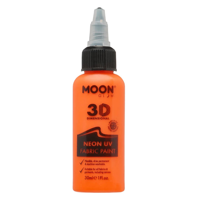 Moon Glow Neon UV Fabric Paint 30ml Intense Orange 30ml van Moon Creations koop je bij Partywinkel