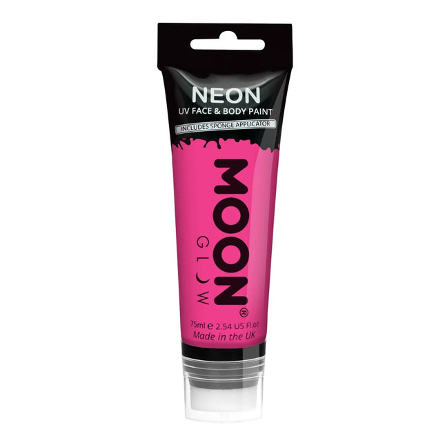 Moon Glow Neon UV Face Paint met verf Applicator Intense Pink 75ml van Moon Creations koop je bij Partywinkel