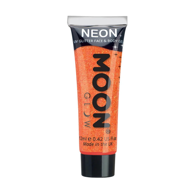 Moon Glow Neon UV Fine Glitter Gel Orange 12ml van Moon Creations koop je bij Partywinkel