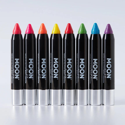 Moon Glow Neon UV Glitter Body Crayons Magenta 3.2g van Moon Creations koop je bij Partywinkel