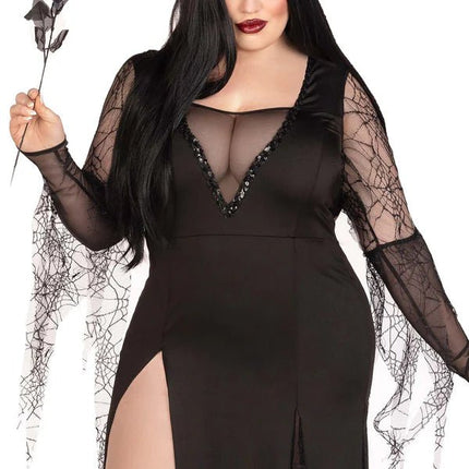 Morticia Jurk Dames Plus Size Leg Avenue - Partywinkel - 714718568119