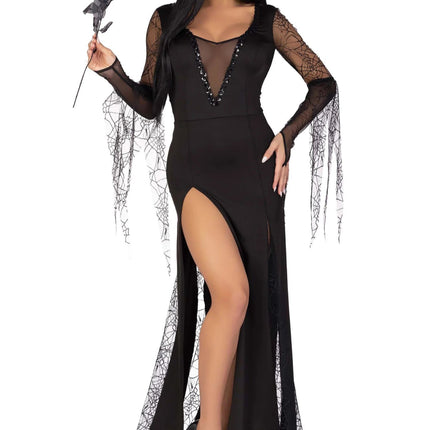 Morticia Jurk Zwart Dames Leg Avenue - Partywinkel - 714718568072