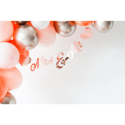 Mr, & Mrs, Letterslinger Rose Goud 1m van Folat koop je bij Partywinkel