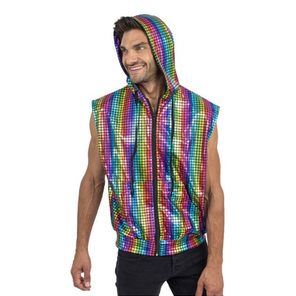 Gilet da discoteca arcobaleno senza maniche da uomo