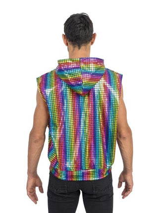 Gilet da discoteca arcobaleno senza maniche da uomo