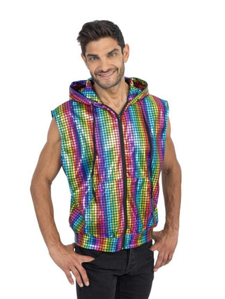 Gilet da discoteca arcobaleno senza maniche da uomo
