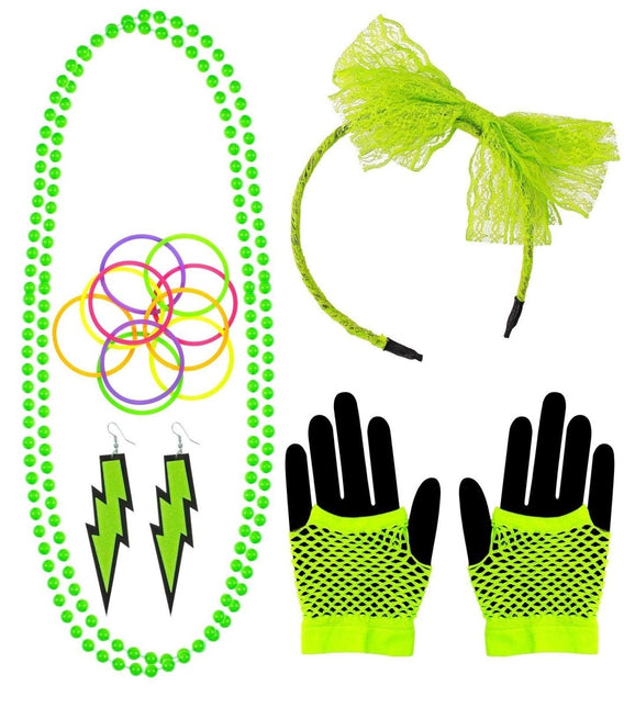 Neon 80S Accessoireset Groen 5 delig van Widmann koop je bij Partywinkel
