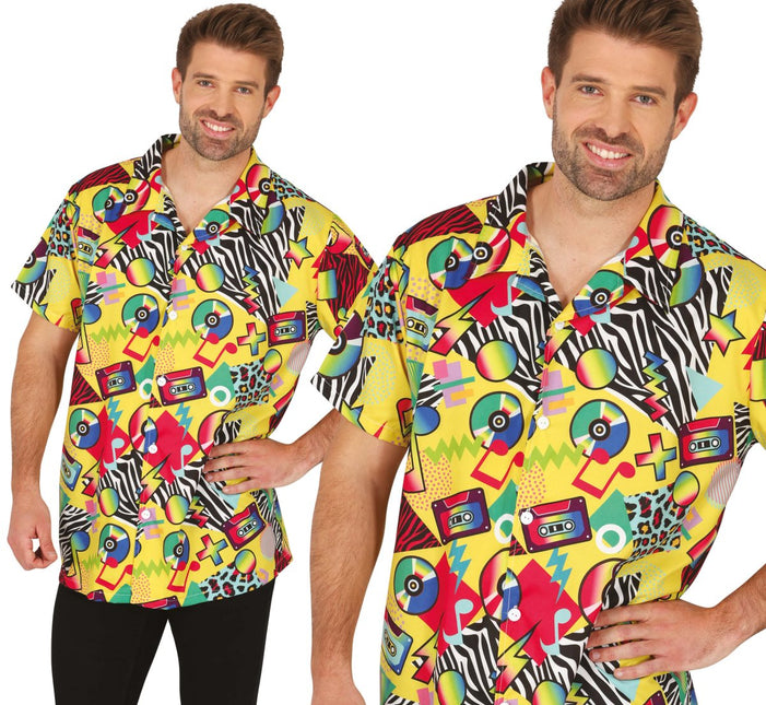 Neon 80S Blouse Heren - Partywinkel - 8434077271803