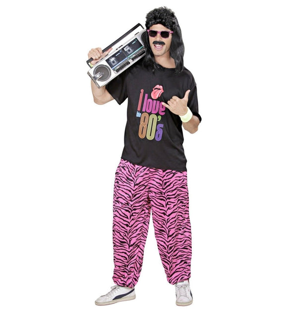 Neon 80S Kostuum Zwart Roze Heren van Widmann koop je bij Partywinkel