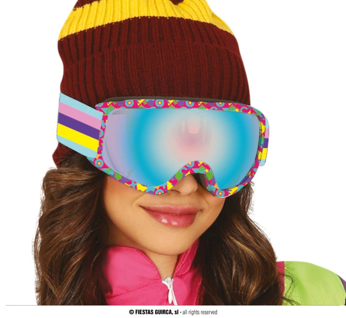 Neon 80S Skibril Blauw Paars - Partywinkel - 8434077271797