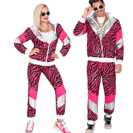 Neon 80S Trainingspak Fout Roze Tijgerprint van Widmann koop je bij Partywinkel