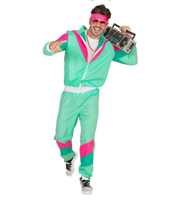 Neon 80S Trainingspak Fout Turquoise van Widmann koop je bij Partywinkel