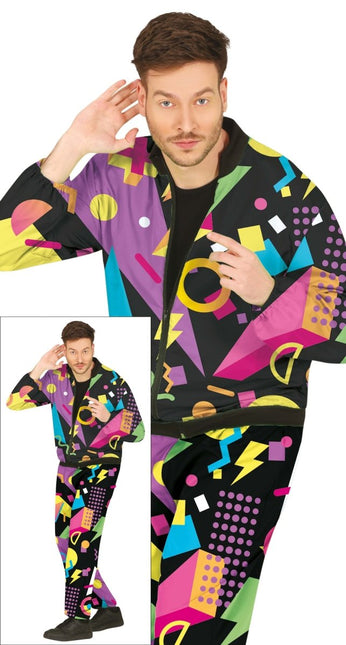 Neon 80S Trainingspak Fout Zwart Heren - Partywinkel - 8434077809945