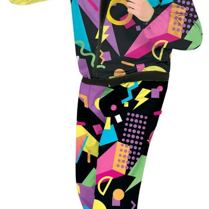 Neon 80S Trainingspak Fout Zwart Heren - Partywinkel - 8434077809945