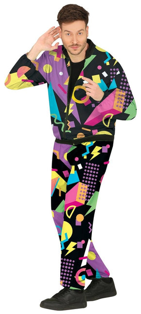 Neon 80S Trainingspak Fout Zwart Heren - Partywinkel - 8434077809945