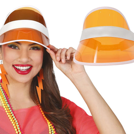 Neon 80S Zonneklep Oranje 25cm van Fiestas Guirca koop je bij Partywinkel