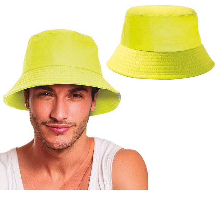 Neon Gele Bucket Hat - Partywinkel - 8434077230381