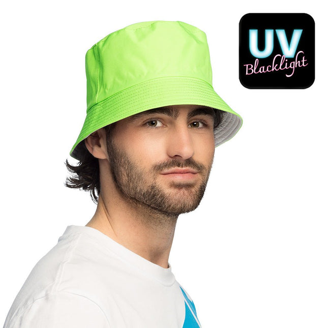 Neon Groene Bucket Hat Uv van Boland koop je bij Partywinkel