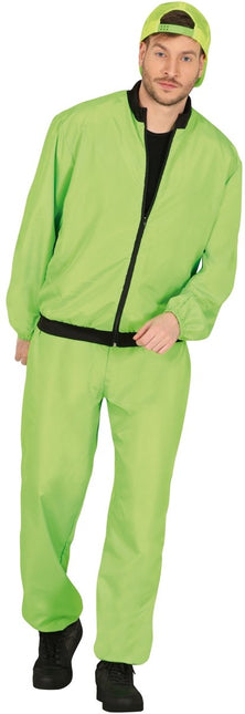 Neon Groene Trainingspak Fout Heren 2 delig - Partywinkel - 8434077861875