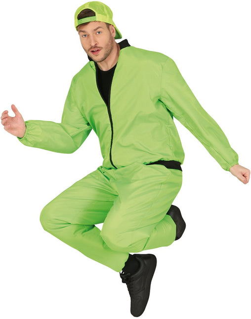 Neon Groene Trainingspak Fout Heren 2 delig - Partywinkel - 8434077861875